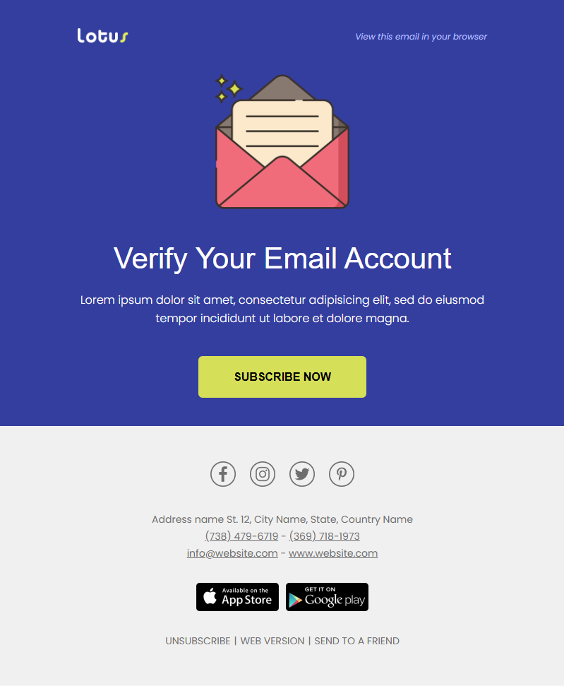 Verify Email Account Template preview